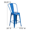 Dothan Series 24" High Metal Counter Height Stool with Removable Back for Indoor-Outdoor Use