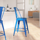 Dothan Series 24" High Metal Counter Height Stool with Removable Back for Indoor-Outdoor Use