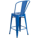 Dothan Series 24" High Metal Counter Height Stool with Removable Back for Indoor-Outdoor Use