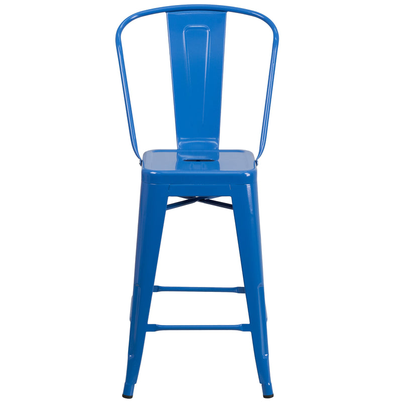 Dothan Series 24" High Metal Counter Height Stool with Removable Back for Indoor-Outdoor Use