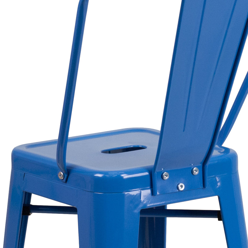 Dothan Series 24" High Metal Counter Height Stool with Removable Back for Indoor-Outdoor Use
