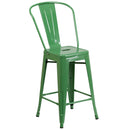 Dothan Series 24" High Metal Counter Height Stool with Removable Back for Indoor-Outdoor Use