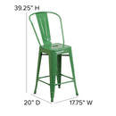 Dothan Series 24" High Metal Counter Height Stool with Removable Back for Indoor-Outdoor Use