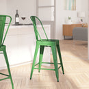 Dothan Series 24" High Metal Counter Height Stool with Removable Back for Indoor-Outdoor Use