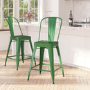 Dothan Series 24" High Metal Counter Height Stool with Removable Back for Indoor-Outdoor Use