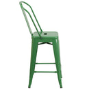 Dothan Series 24" High Metal Counter Height Stool with Removable Back for Indoor-Outdoor Use