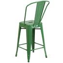 Dothan Series 24" High Metal Counter Height Stool with Removable Back for Indoor-Outdoor Use