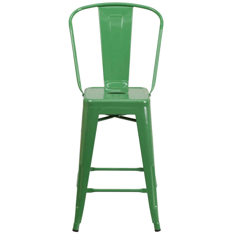 Dothan Series 24" High Metal Counter Height Stool with Removable Back for Indoor-Outdoor Use