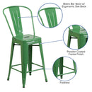 Dothan Series 24" High Metal Counter Height Stool with Removable Back for Indoor-Outdoor Use