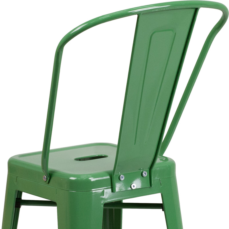 Dothan Series 24" High Metal Counter Height Stool with Removable Back for Indoor-Outdoor Use