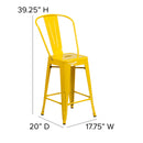 Dothan Series 24" High Metal Counter Height Stool with Removable Back for Indoor-Outdoor Use