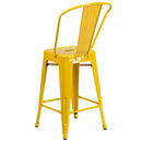 Dothan Series 24" High Metal Counter Height Stool with Removable Back for Indoor-Outdoor Use