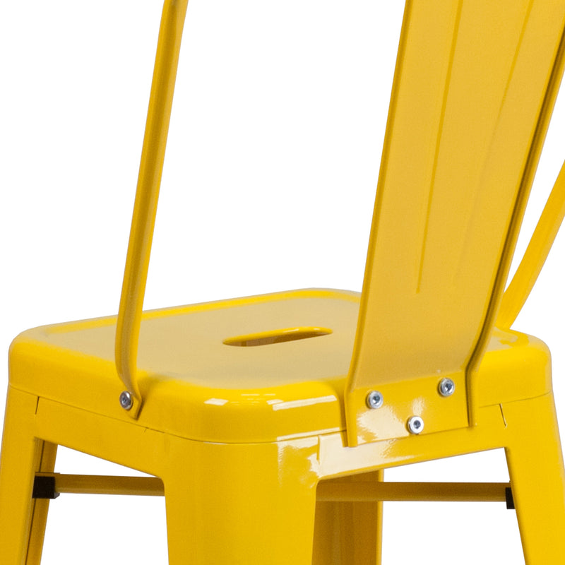 Dothan Series 24" High Metal Counter Height Stool with Removable Back for Indoor-Outdoor Use