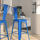 Dothan Series 30" High Metal Bar Height Stool with Removable Back for Indoor-Outdoor Use