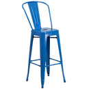 Dothan Series 30" High Metal Bar Height Stool with Removable Back for Indoor-Outdoor Use