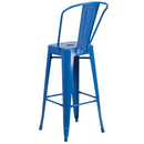 Dothan Series 30" High Metal Bar Height Stool with Removable Back for Indoor-Outdoor Use