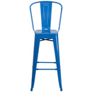 Dothan Series 30" High Metal Bar Height Stool with Removable Back for Indoor-Outdoor Use