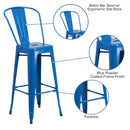 Dothan Series 30" High Metal Bar Height Stool with Removable Back for Indoor-Outdoor Use