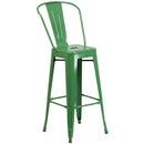 Dothan Series 30" High Metal Bar Height Stool with Removable Back for Indoor-Outdoor Use