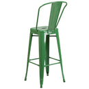 Dothan Series 30" High Metal Bar Height Stool with Removable Back for Indoor-Outdoor Use