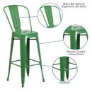 Dothan Series 30" High Metal Bar Height Stool with Removable Back for Indoor-Outdoor Use