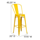 Dothan Series 30" High Metal Bar Height Stool with Removable Back for Indoor-Outdoor Use