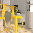 Dothan Series 30" High Metal Bar Height Stool with Removable Back for Indoor-Outdoor Use