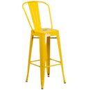 Dothan Series 30" High Metal Bar Height Stool with Removable Back for Indoor-Outdoor Use