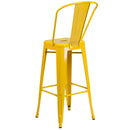 Dothan Series 30" High Metal Bar Height Stool with Removable Back for Indoor-Outdoor Use