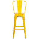 Dothan Series 30" High Metal Bar Height Stool with Removable Back for Indoor-Outdoor Use