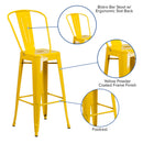 Dothan Series 30" High Metal Bar Height Stool with Removable Back for Indoor-Outdoor Use