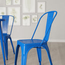 Amsterdam Metal Dining Chair With Curved Vertical Slatted Back And Square Seat