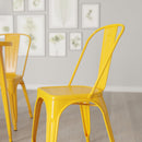 Amsterdam Metal Dining Chair With Curved Vertical Slatted Back And Square Seat