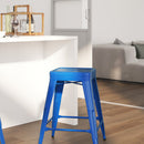 Newark Series 24" High Backless Metal Counter Height Stool with Square Seat for Indoor-Outdoor Use