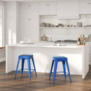 Newark Series 24" High Backless Metal Counter Height Stool with Square Seat for Indoor-Outdoor Use