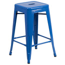 Newark Series 24" High Backless Metal Counter Height Stool with Square Seat for Indoor-Outdoor Use