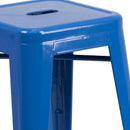 Newark Series 24" High Backless Metal Counter Height Stool with Square Seat for Indoor-Outdoor Use