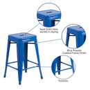Newark Series 24" High Backless Metal Counter Height Stool with Square Seat for Indoor-Outdoor Use