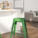 Newark Series 24" High Backless Metal Counter Height Stool with Square Seat for Indoor-Outdoor Use