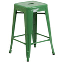 Newark Series 24" High Backless Metal Counter Height Stool with Square Seat for Indoor-Outdoor Use