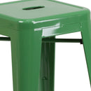 Newark Series 24" High Backless Metal Counter Height Stool with Square Seat for Indoor-Outdoor Use