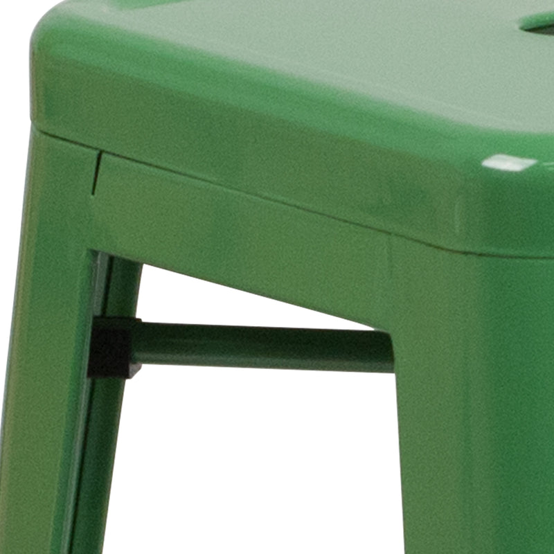 Newark Series 24" High Backless Metal Counter Height Stool with Square Seat for Indoor-Outdoor Use