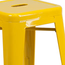 Newark Series 24" High Backless Metal Counter Height Stool with Square Seat for Indoor-Outdoor Use