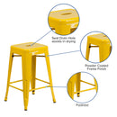 Newark Series 24" High Backless Metal Counter Height Stool with Square Seat for Indoor-Outdoor Use
