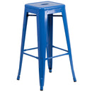 Newark Series 30" High Backless Metal Bar Height Stool with Square Seat for Indoor-Outdoor Use