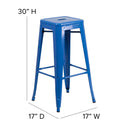 Newark Series 30" High Backless Metal Bar Height Stool with Square Seat for Indoor-Outdoor Use