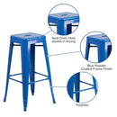 Newark Series 30" High Backless Metal Bar Height Stool with Square Seat for Indoor-Outdoor Use