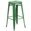Newark Series 30" High Backless Metal Bar Height Stool with Square Seat for Indoor-Outdoor Use