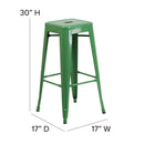 Newark Series 30" High Backless Metal Bar Height Stool with Square Seat for Indoor-Outdoor Use
