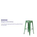 Newark Series 30" High Backless Metal Bar Height Stool with Square Seat for Indoor-Outdoor Use